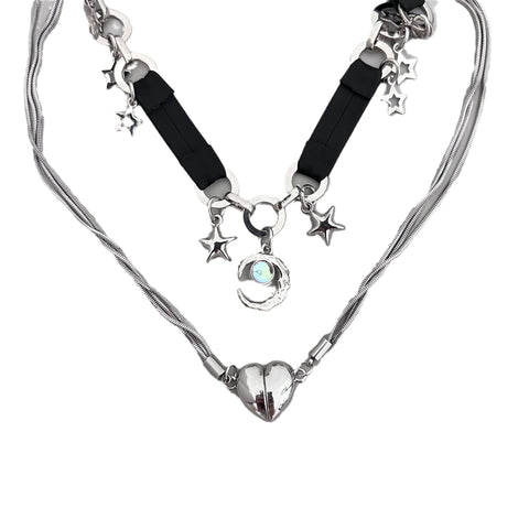 Sweet Cool Hot Girl Y2g Black Diamond Punk Choker Necklace