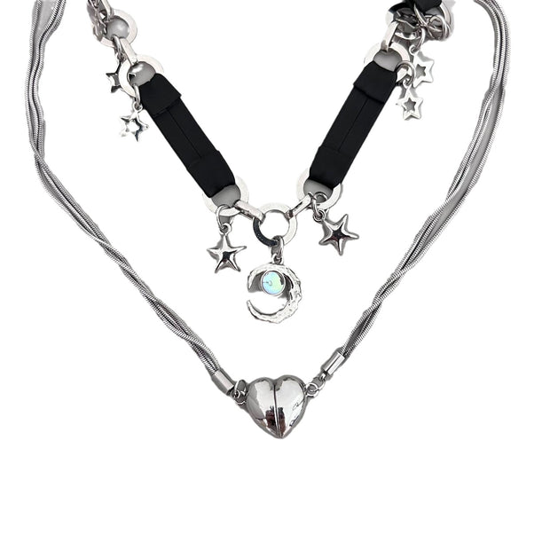 Sweet Cool Hot Girl Y2g Black Diamond Punk Choker Necklace
