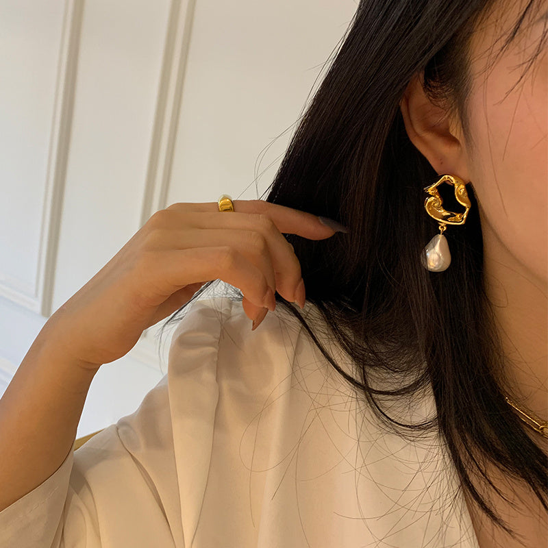 Irregular Baroque Pearl Stud Earrings