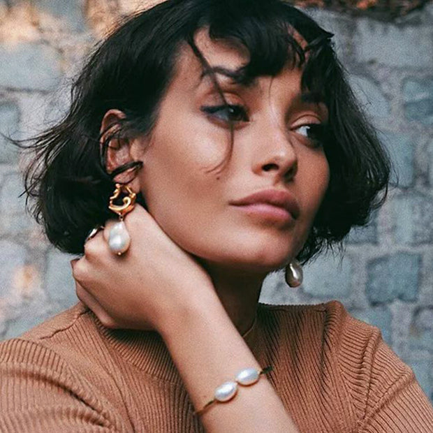 Irregular Baroque Pearl Stud Earrings