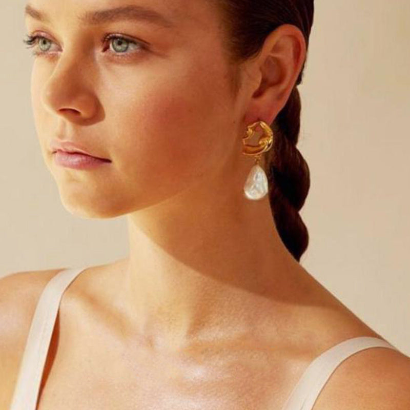 Irregular Baroque Pearl Stud Earrings