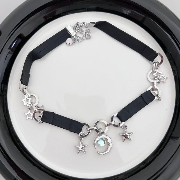 Sweet Cool Hot Girl Y2g Black Diamond Punk Choker Necklace