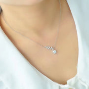 White Gold Choker Clavicle Chain Moissanite Diamond Pendant