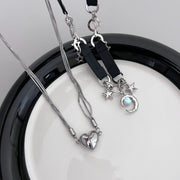 Sweet Cool Hot Girl Y2g Black Diamond Punk Choker Necklace